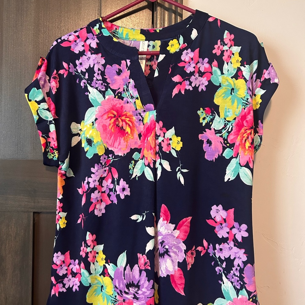 Vibrant Floral Short Sleeve Top